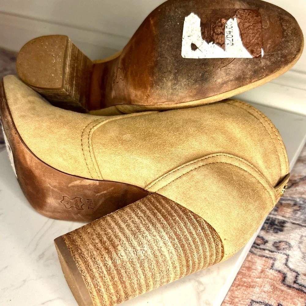 Suede Ankle Booties in Tan - Stylish Women’s Heeled Boots